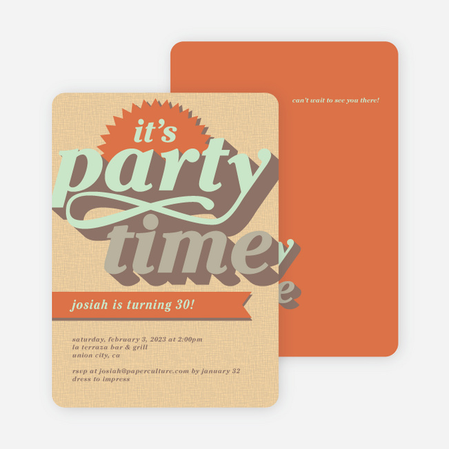 Retro Party Invitations - Brown