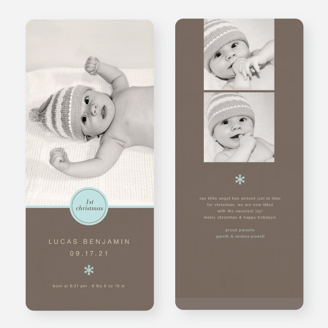 Circle Seal Holiday Birth Announcements - Blue