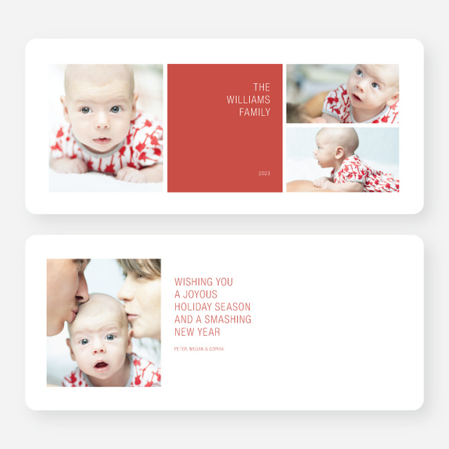 Colorful Blocks Holiday Photo Cards - Red
