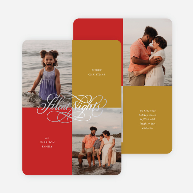 Foil Ornate Carol Christmas Cards - Gray