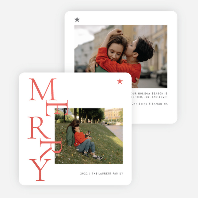 Foil Stylish Merry Christmas Cards - Red