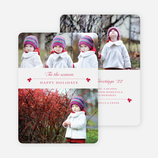 Holly Holidays Multi Photo Cards - Red