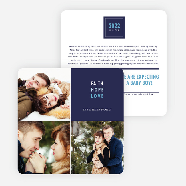 Year in Review Holiday Cards - Blue