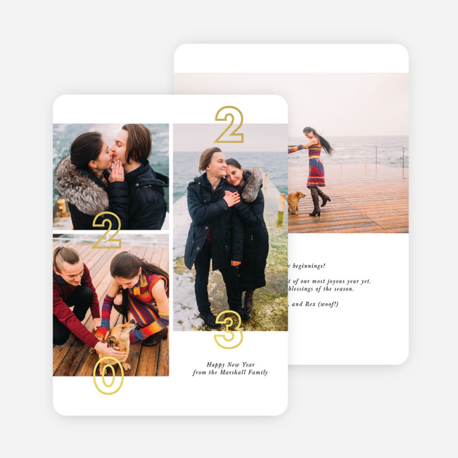 Foil Grid Holiday Cards - Yellow