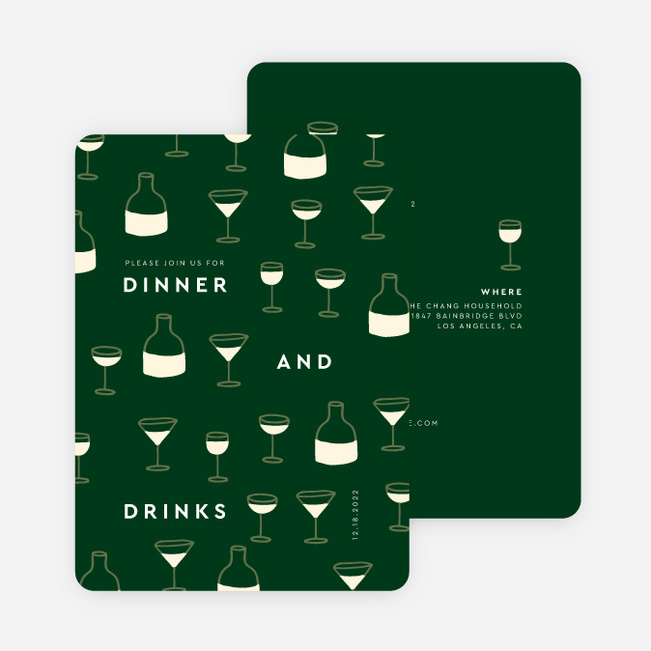 Drinks on Us Multi Photo Holiday Cards - Green