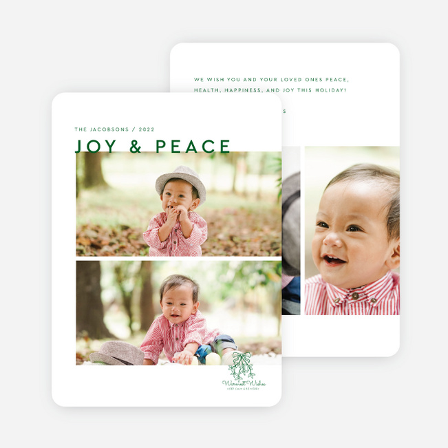 Festive Stamp Multi Photo Holiday Cards - Green