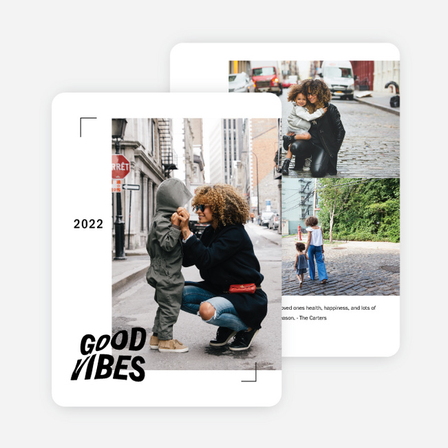 Good Vibes Only Multi Photo Holiday Cards - White