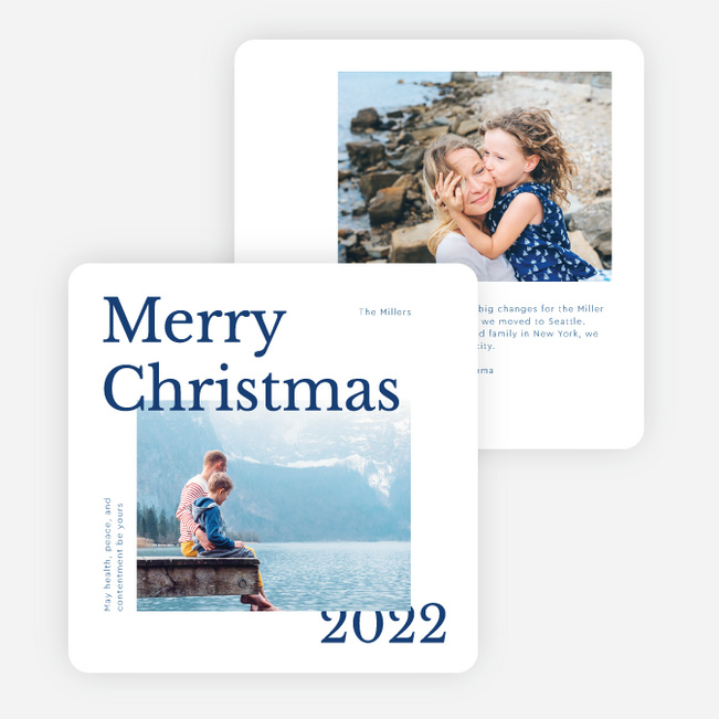 Happiness Aligned Christmas Cards - Blue