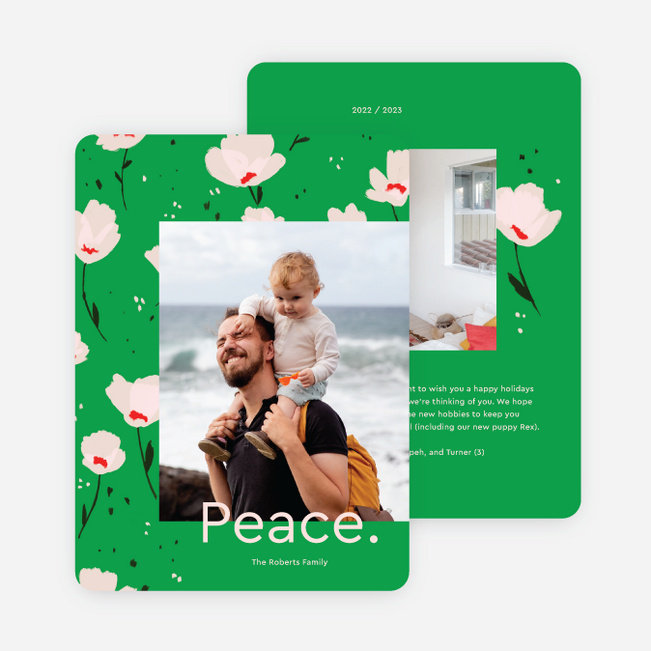 Jolly Petals Multi Photo Holiday Cards - Green