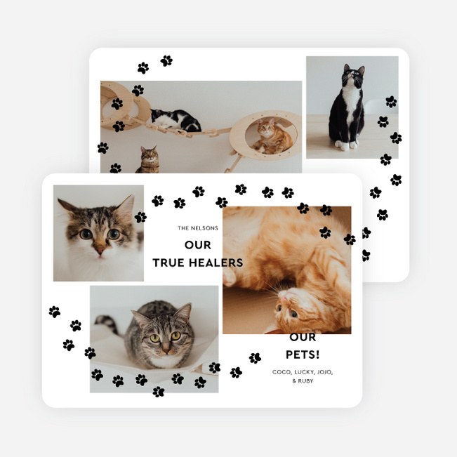 Paw Prints Galore Holiday Cards and Invitations - White