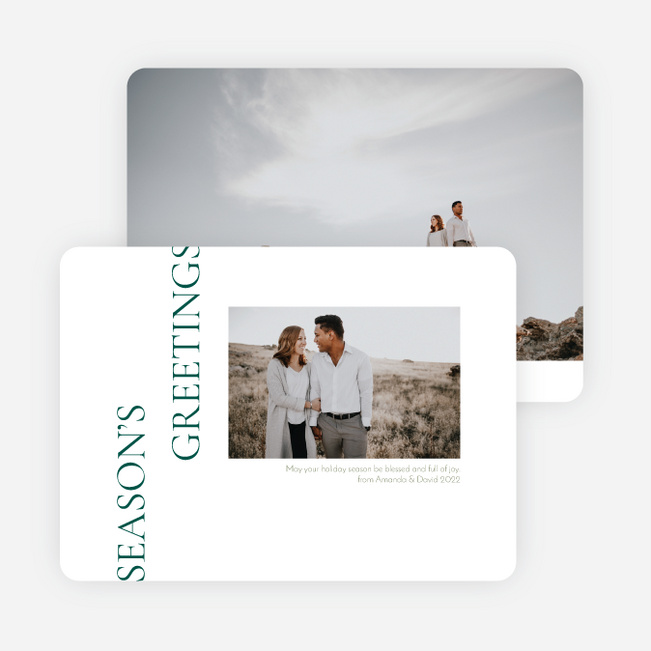Sideways Marquee Multi Photo Holiday Cards - Green
