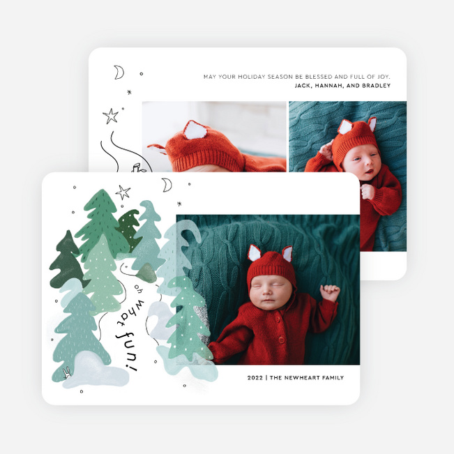 Sledding Adventure Holiday Cards and Invitations - White