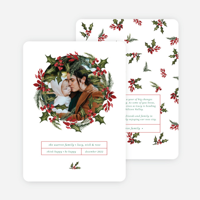 Traditional Holly Wreath Christmas Cards - Multi