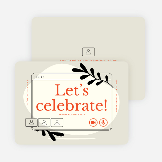 Virtual Party Holiday Invitations - Beige