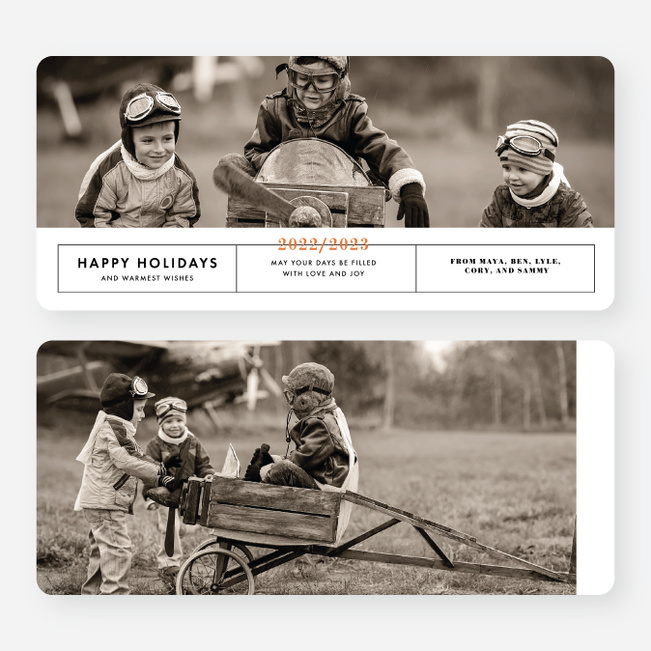 Banner Year Family Photo Cards - Orange
