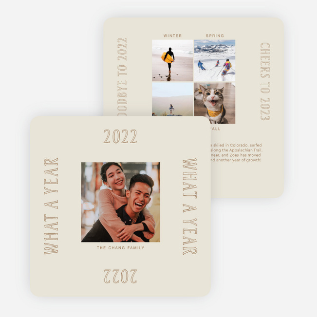 Memory Grid New Year Cards and Invitations - Beige