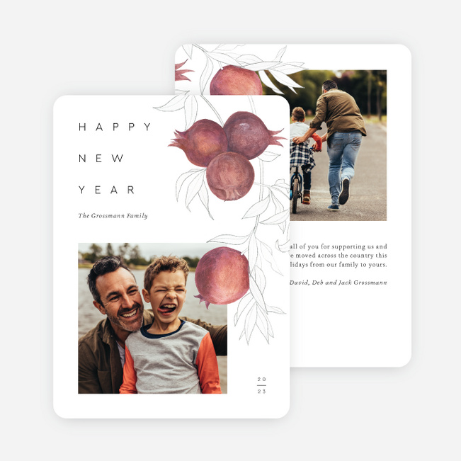 Pomegrateful New Year Cards - White