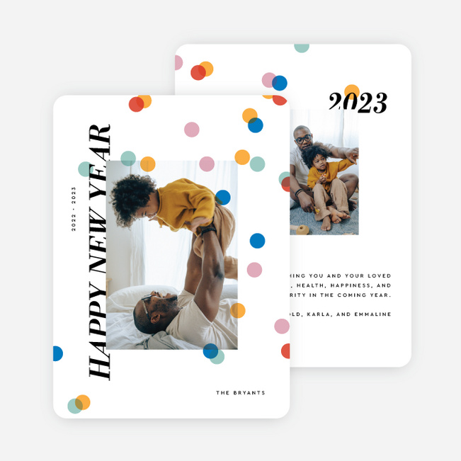 Showering Confetti New Year Cards and Invitations - Multi