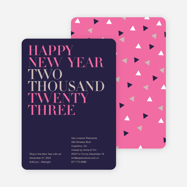 Bold New Year’s Eve Party Invitations - Plum