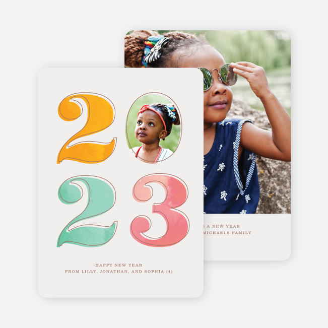 Cheery Numbers New Year Cards - Pink