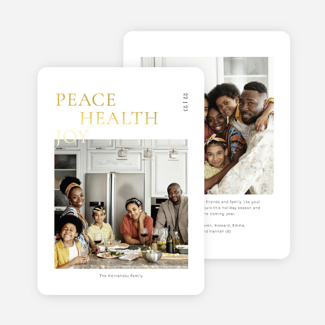 Foil Peaceful Header New Year Cards and Invitations - Yellow