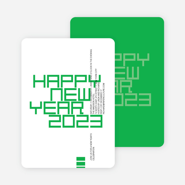 Modern and Bold New Year’s Party Invitations - Kelly Green