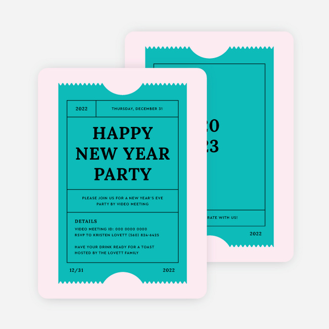 Party Ticket Holiday Invitations - Blue