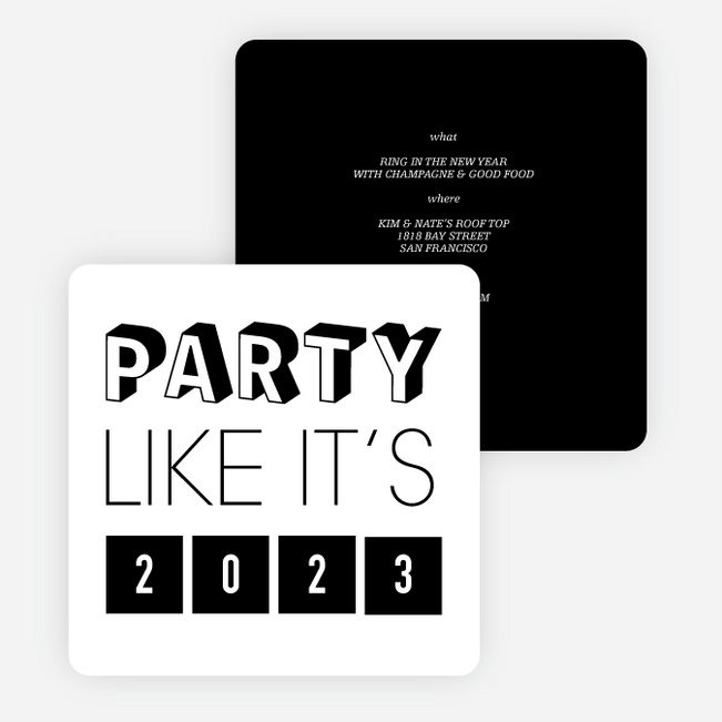 Retro New Year’s Party Invitations - Black