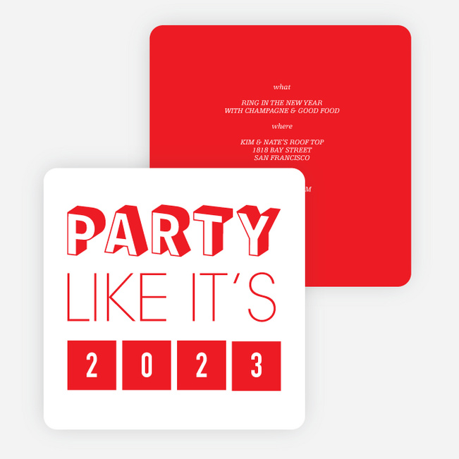 Retro New Year’s Party Invitations - Red