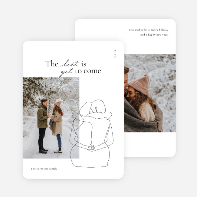 Behind the Embrace New Year Cards and Invitations - White
