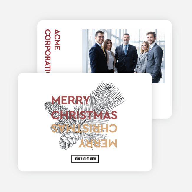 Pinecone Greeting Corporate Holiday Cards & Corporate Christmas Cards - Red