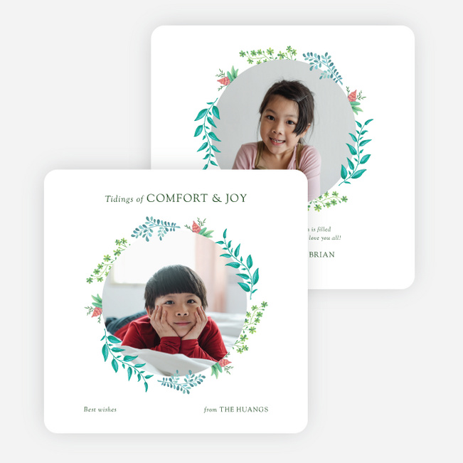 Wreath Frame Christmas Cards - Green