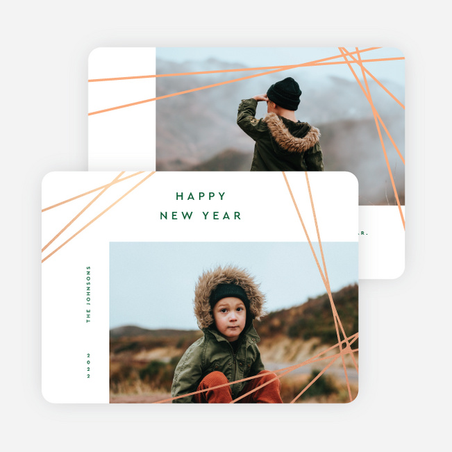 Geometric Foil New Year Cards and Invitations - Orange