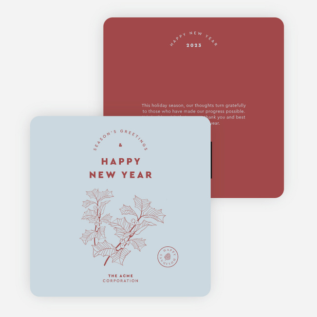 Holly Berry Wishes Corporate Holiday Cards & Corporate Christmas Cards - Red