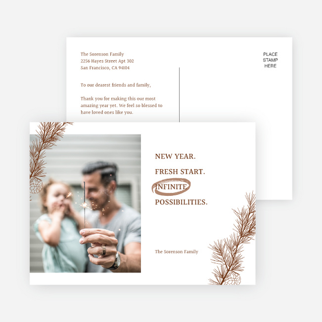 Infinite Possibilities New Year Cards and Invitations - Brown