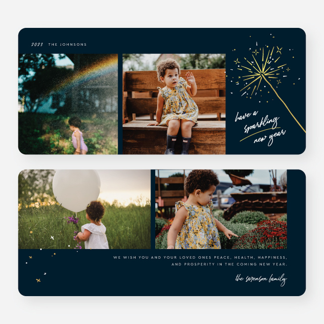 Midnight Sparkler New Year Cards and Invitations - Yellow
