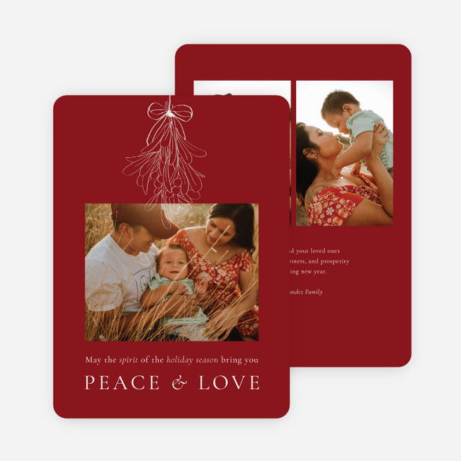 Mistletoe Peace Holiday Cards and Invitations - Red