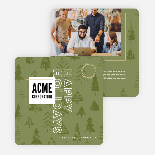 Seasonal Greenery Corporate Holiday Cards & Corporate Christmas Cards - Green