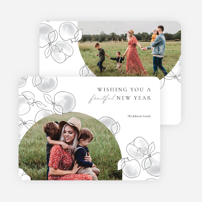 Tumbling Apples Holiday Cards and Invitations - White