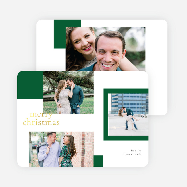 Abstract Photo Frames Christmas Cards - Green