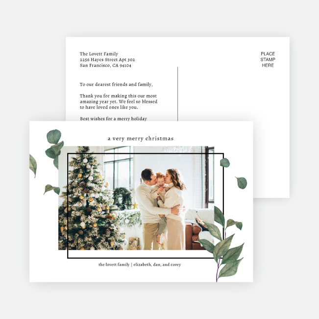 Foliage Frame Christmas Cards - White