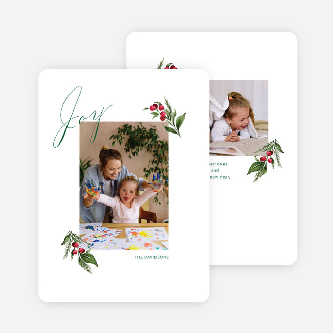Joyful Berries Christmas Cards - Green