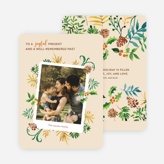 Naturally Joyful Holiday Cards and Invitations - Beige