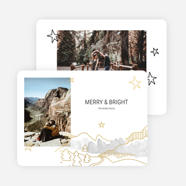 Seasonal Landscape Personalized Christmas Cards - Yellow