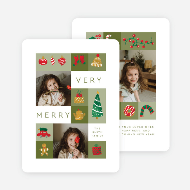 Very Merry Sliders Christmas Cards - Green