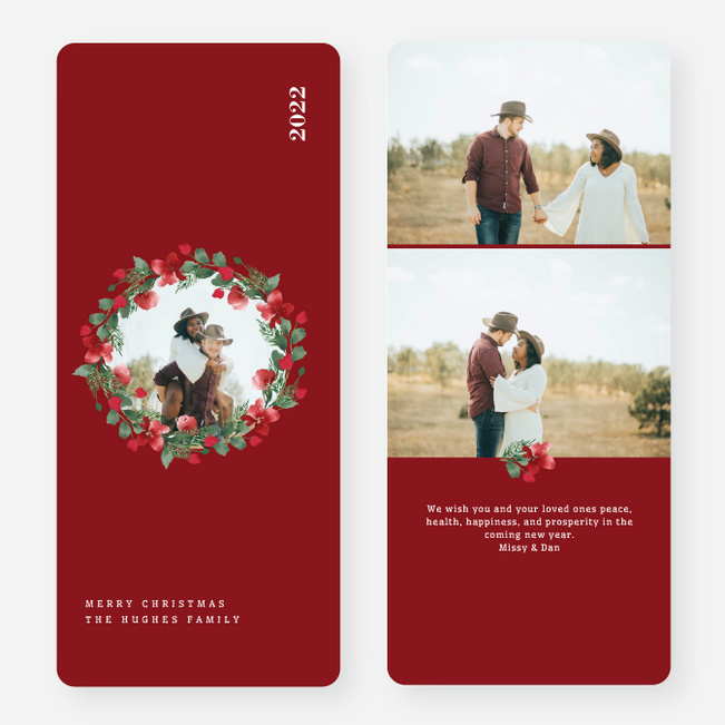 Wreath Highlight Christmas Cards - Red