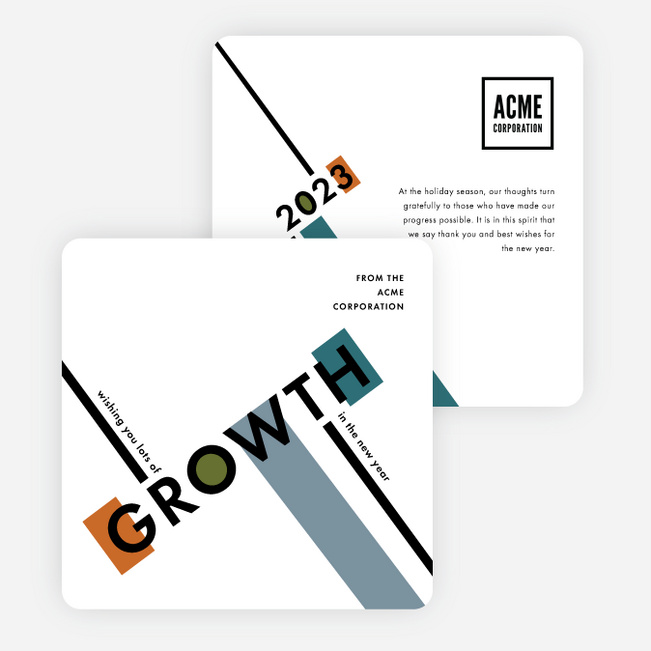 New Year Growth Corporate Holiday Cards & Corporate Christmas Cards - White