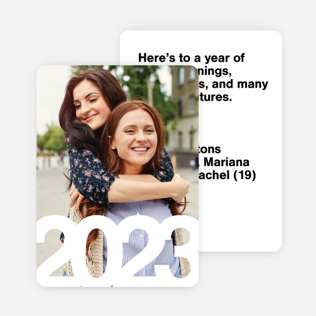 Bold Numbers Photo New Years Cards - Black