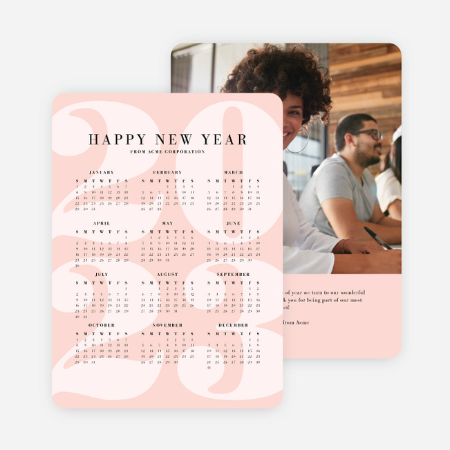 Calendar Greetings Corporate Holiday Cards - Pink