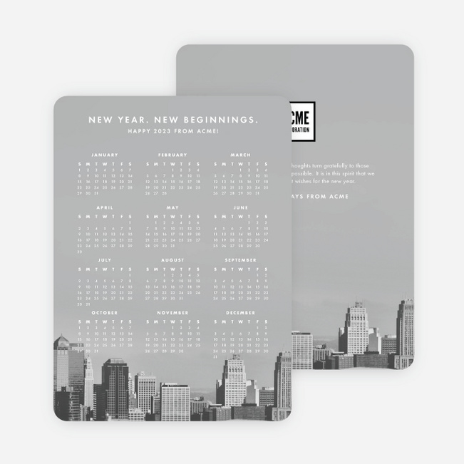 Calendar Wishes Corporate Holiday Cards - White